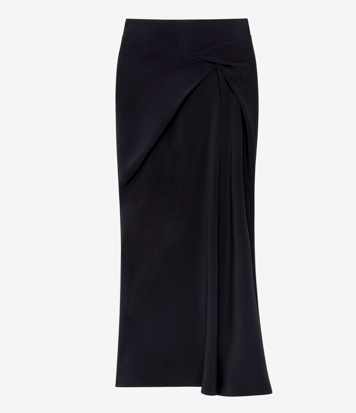 Another Tomorrow Asymmetrical Twist Skirt in Black – Crêpe Women's Skirt