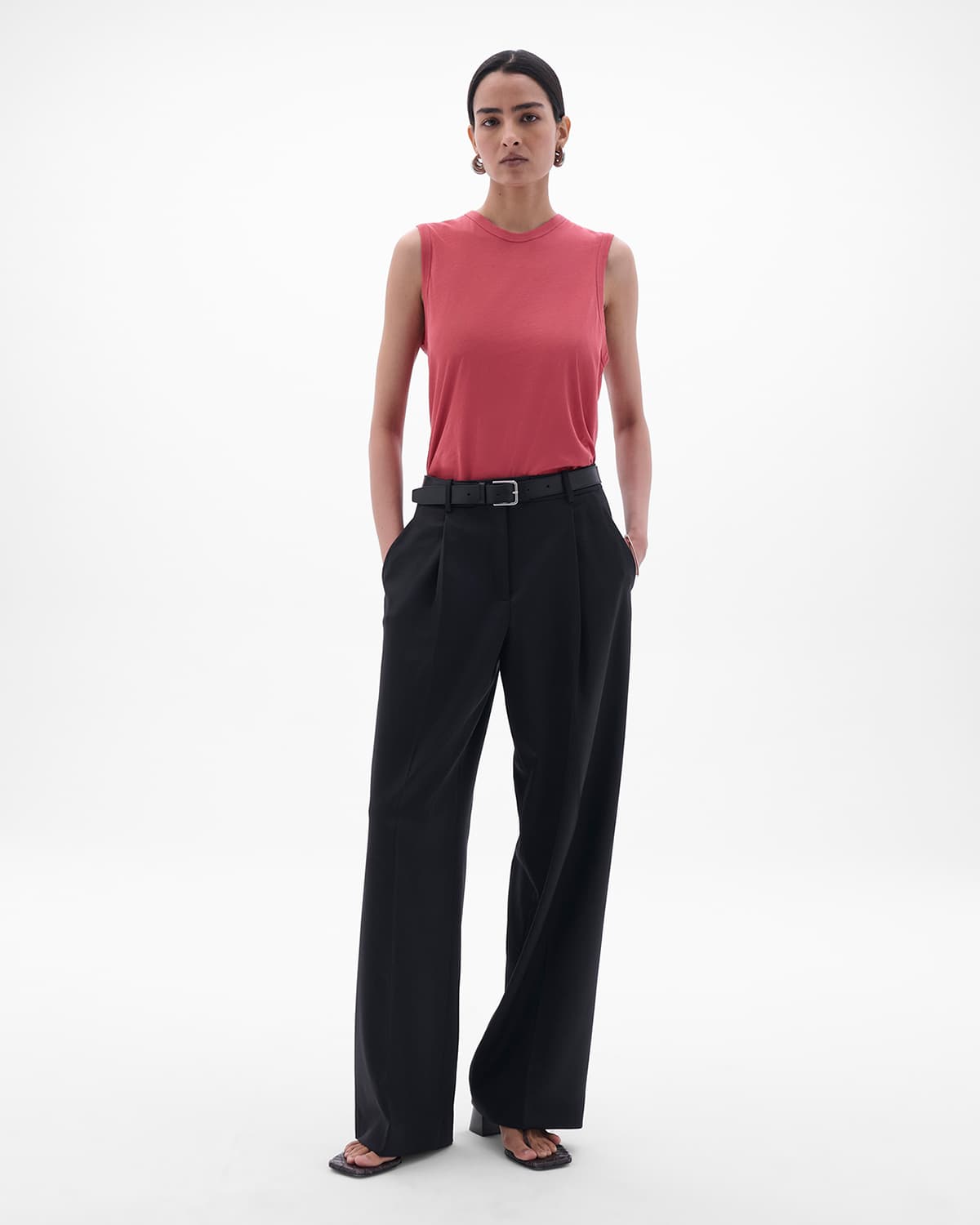 Another Tomorrow Sleeveless Tee in Rhubarb – Cotton Women's Top