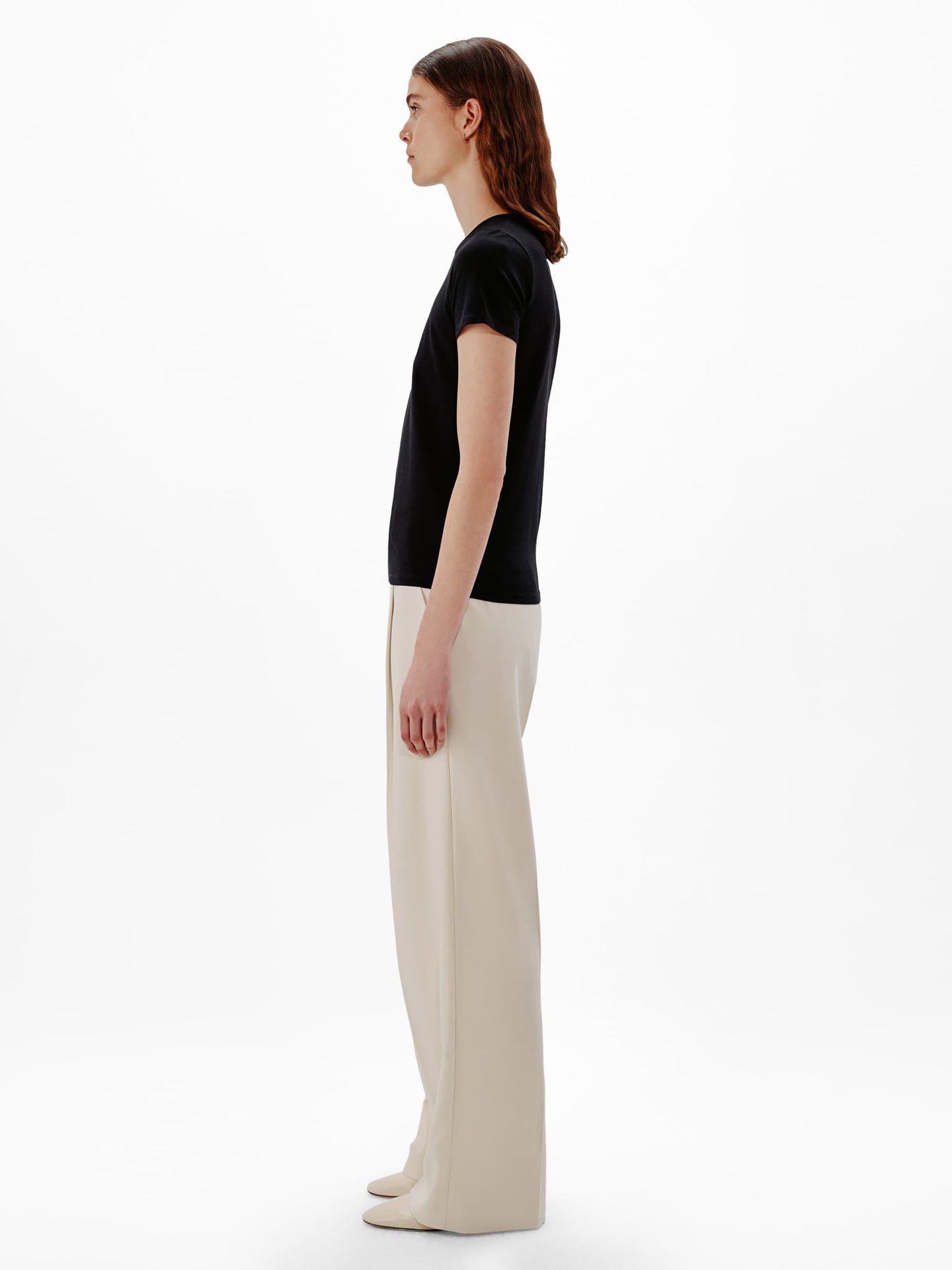 Another Tomorrow Fitted Tee in Black – Cotton Women's Top