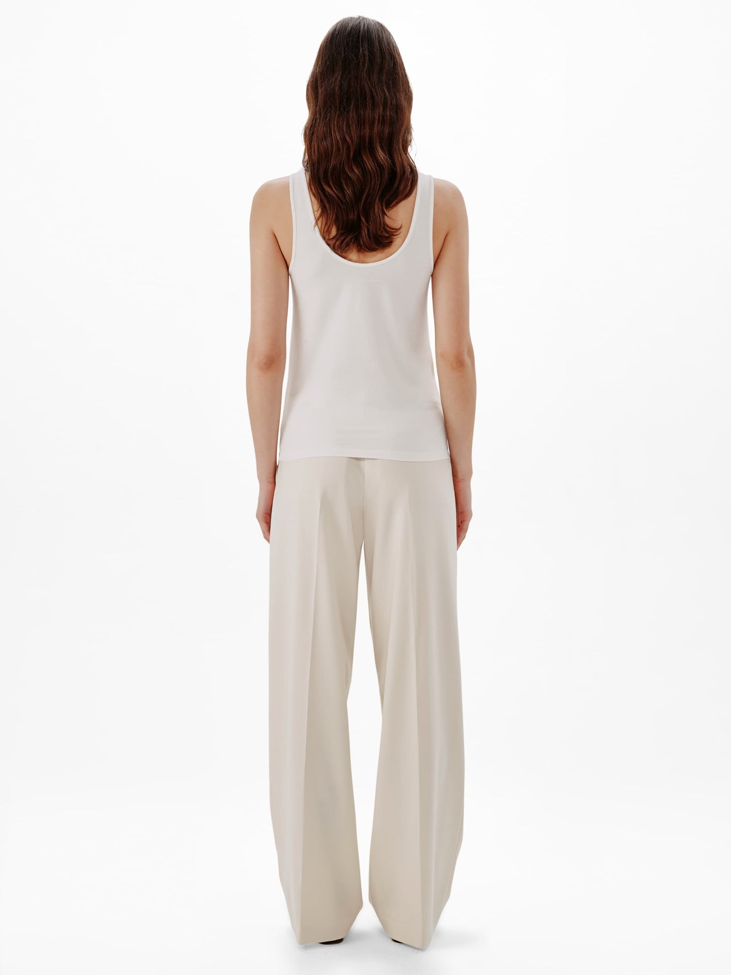 Another Tomorrow Slim Tank Top in White – Cotton Women's Top