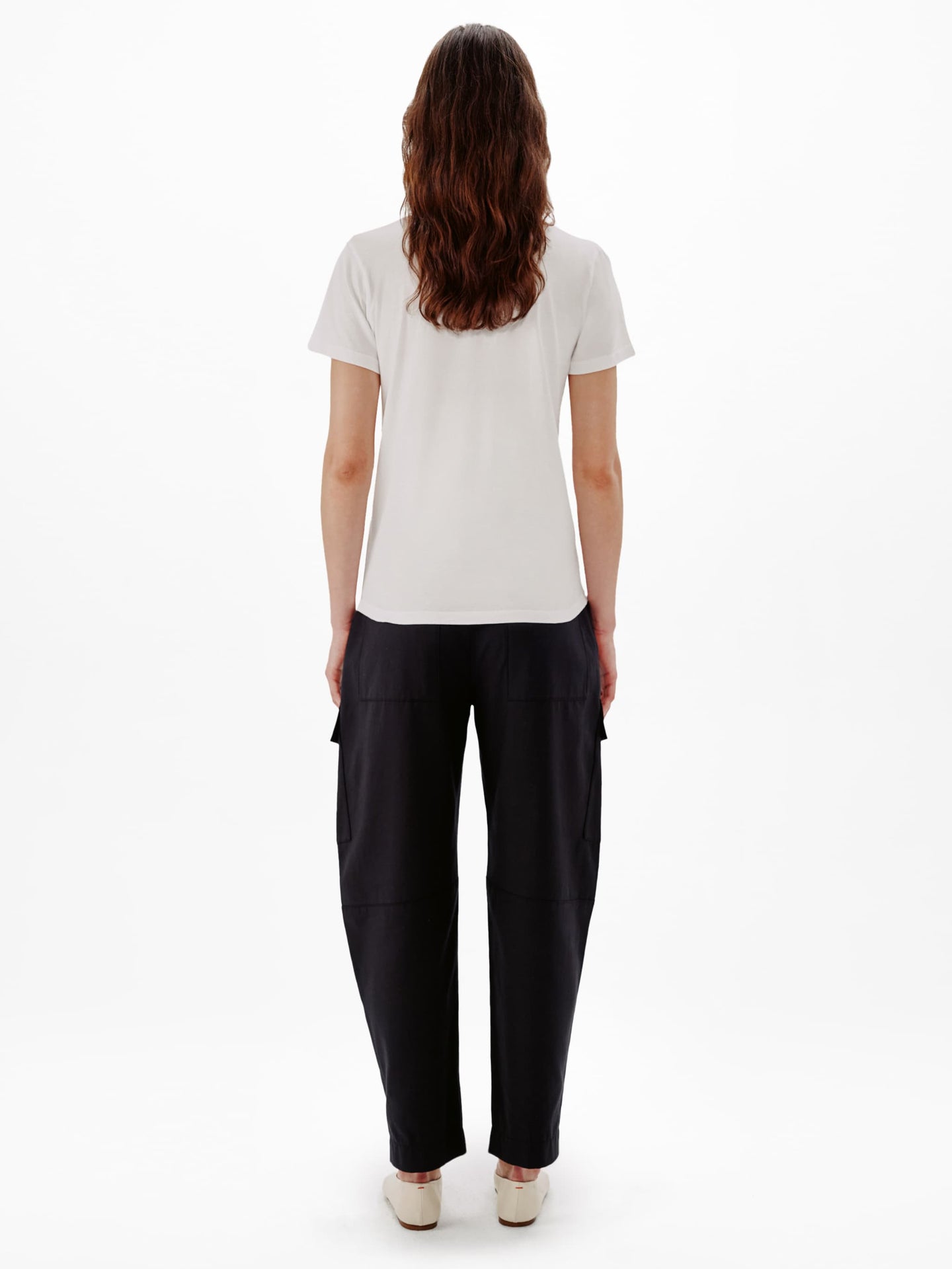 Another Tomorrow V-Neck Tee in White – Cotton Women's Top