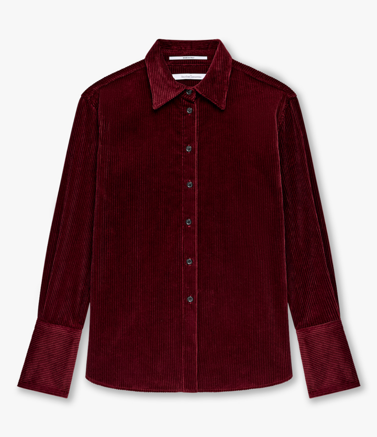 Another Tomorrow Corduroy Mens Shirt in Aubergine – Cotton