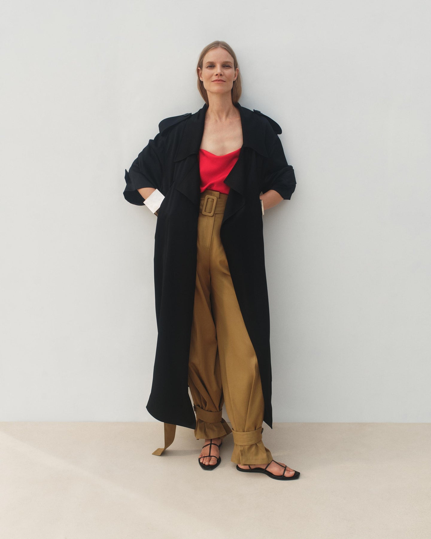 Another Tomorrow Satin Soft Trench in Black – Satin Women's Outerwear