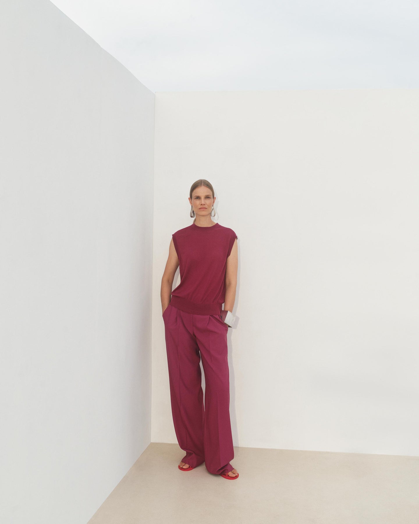 Another Tomorrow Featherweight Shell in Magenta – Wool Women's Top