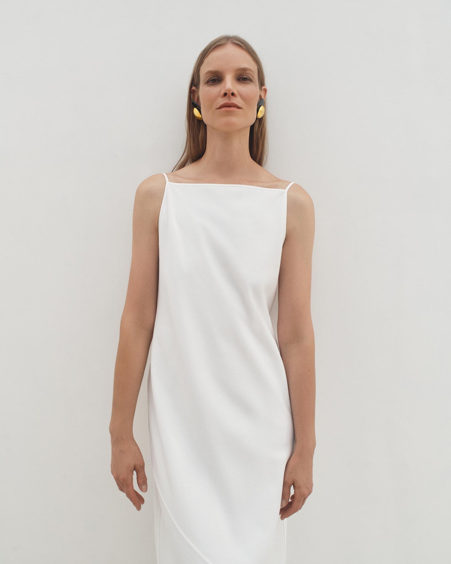 Another Tomorrow Square Neck Slip Dress in Off White – Viscose Women's Dress