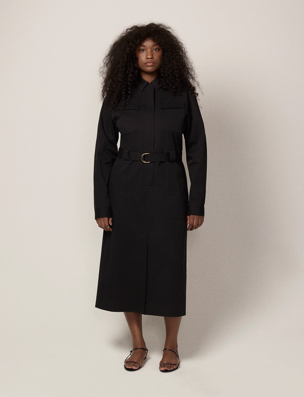Belted Utility Dress | Black in black