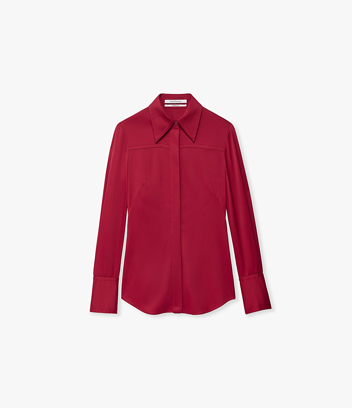Another Tomorrow Bias Seamed Shirt in Ruby – Viscose Women's Top