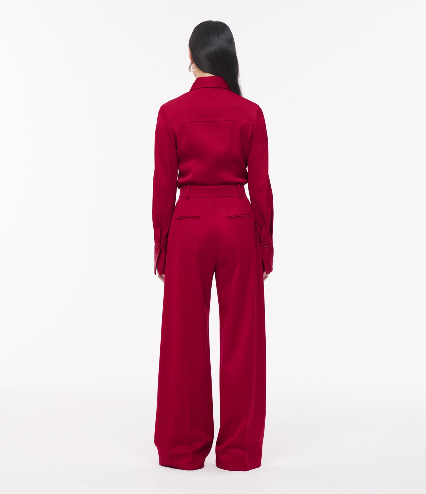 Another Tomorrow Bias Seamed Shirt in Ruby – Viscose Women's Top