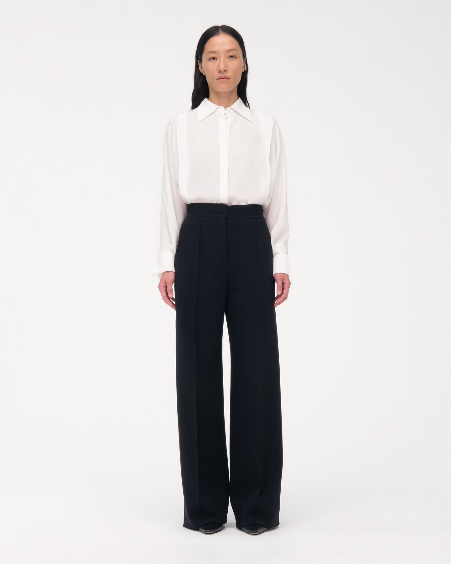 Another Tomorrow Doppio Wide Leg Pant in Black – Wool Women's Trousers