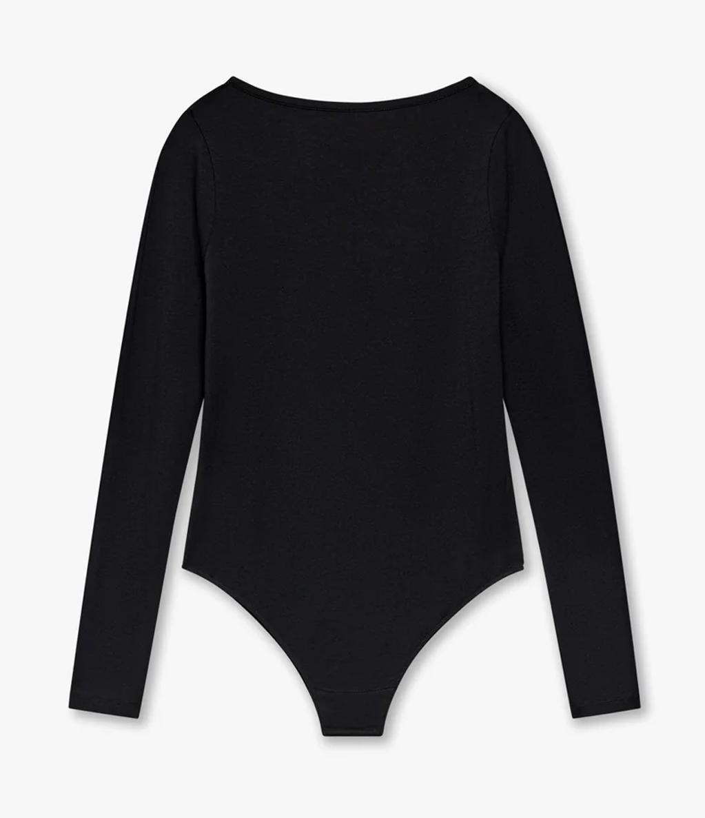Another Tomorrow Scoopback Bodysuit in Black – Cotton Women's Top