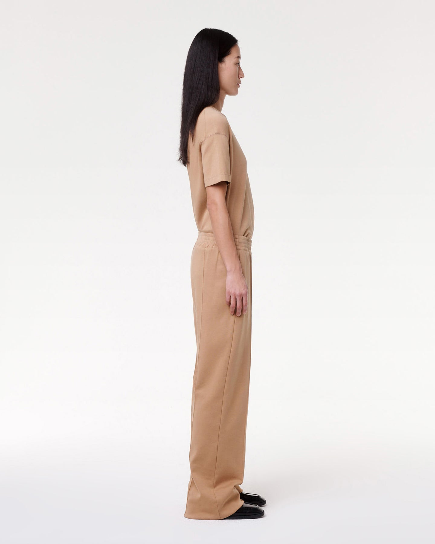 Another Tomorrow Luxe Seamed Lounge Pant in Hazelnut – Cotton Women's Trousers