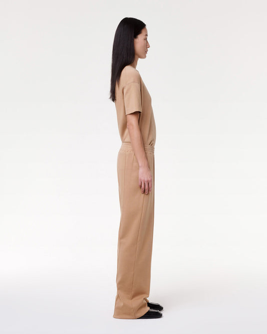 Another Tomorrow Luxe Seamed Short Sleeve in Hazelnut – Cotton Women's Trousers