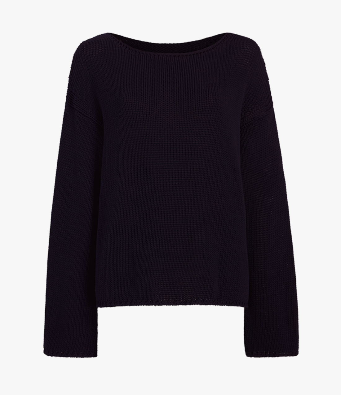 Another Tomorrow Draped Knit Sweater in Black – Cotton Women's Knitwear