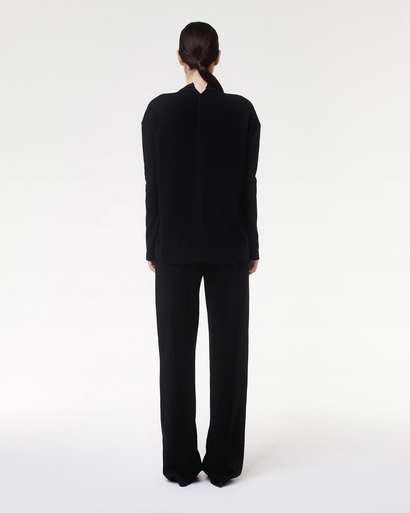 Another Tomorrow Luxe Seamed Long Sleeve in Black – Cotton