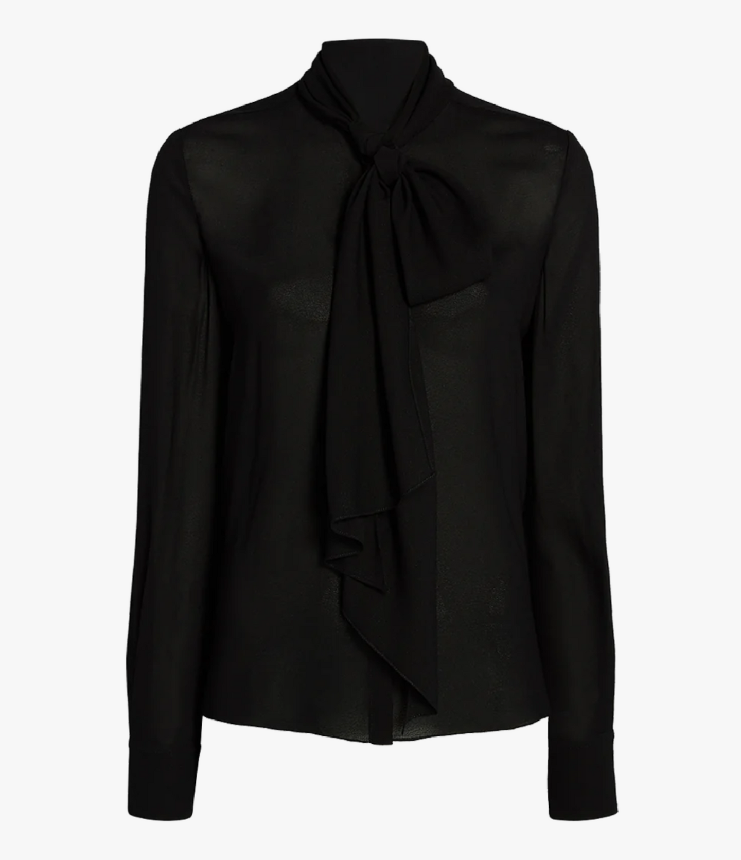 Another Tomorrow Bow Blouse in Black – Silk Women's Top