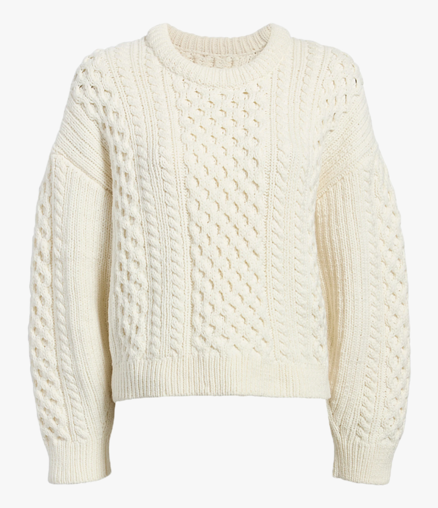 Another Tomorrow Cable Knit Cocoon Sweater in Cream – Wool Women's Knitwear