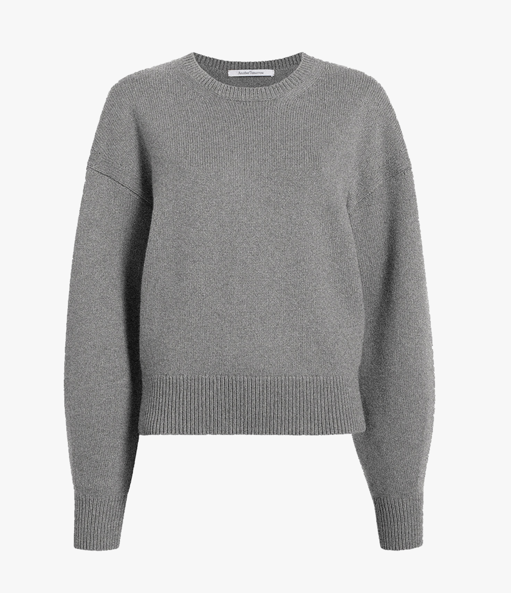 Another Tomorrow Cashmere Knit Sweatshirt in Heather Grey – Cashmere Women's Knitwear