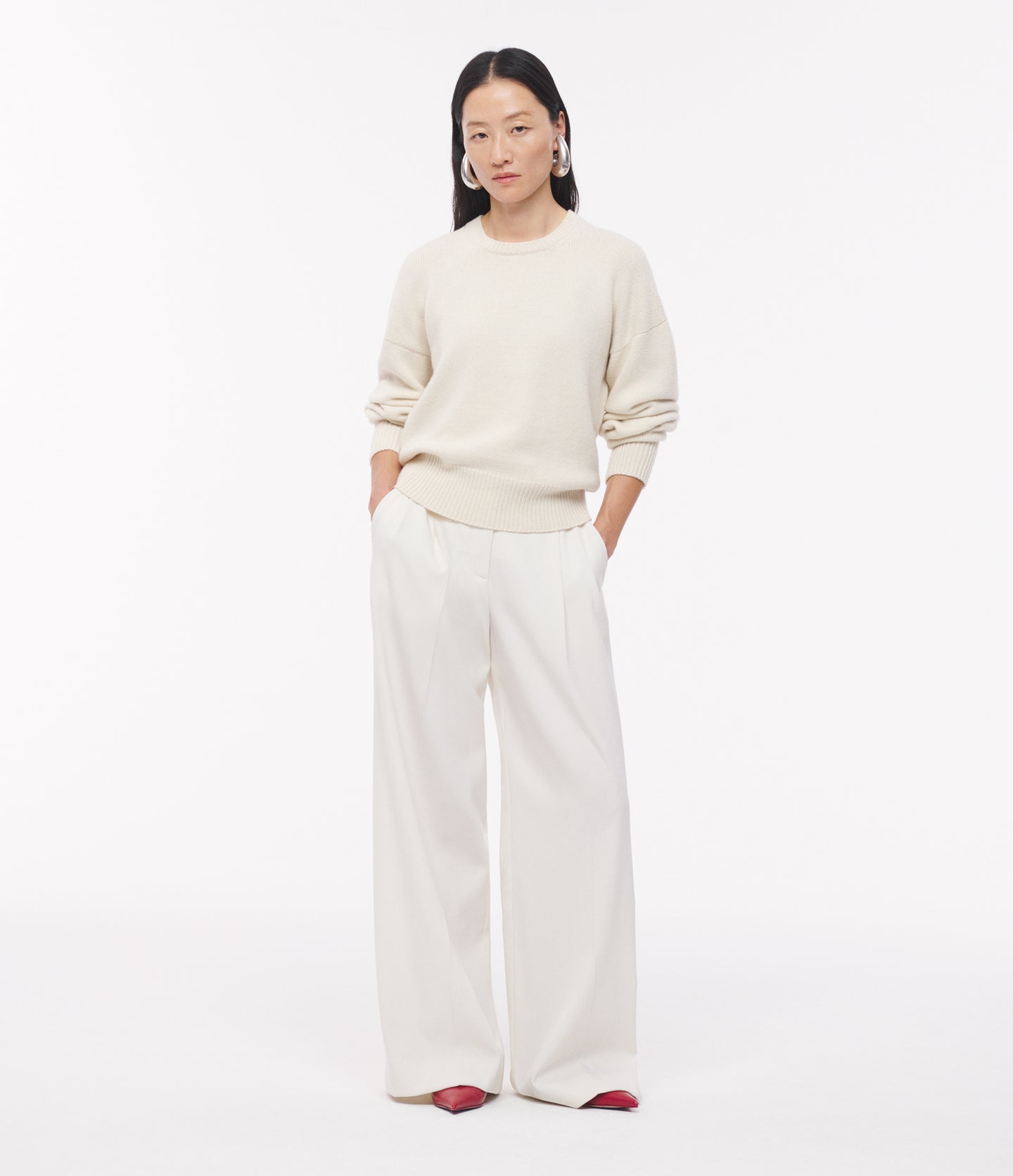Another Tomorrow Cashmere Knit Sweatshirt in Ivory – Cashmere Women's Knitwear