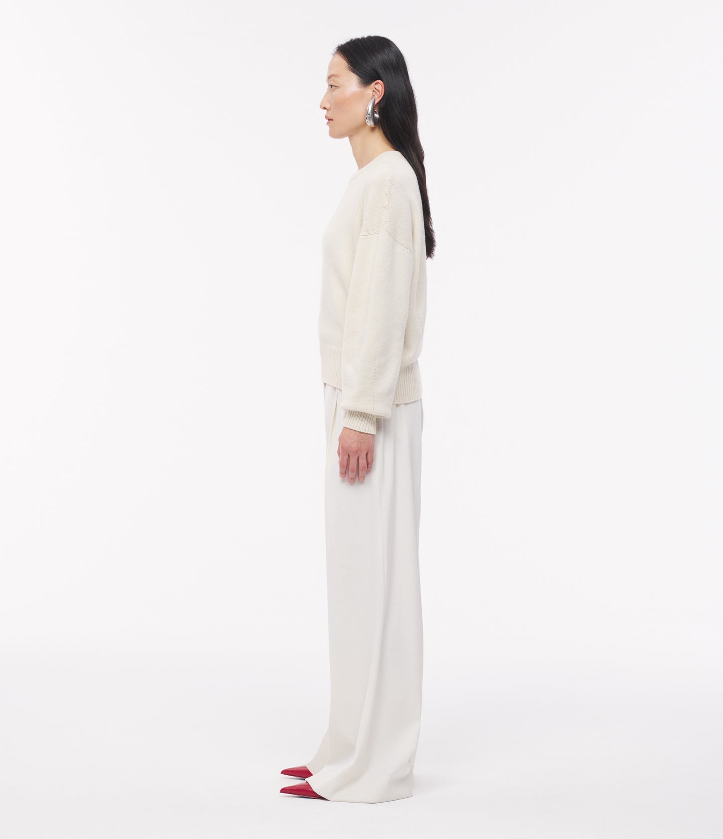 Another Tomorrow Cashmere Knit Sweatshirt in Ivory – Cashmere Women's Knitwear