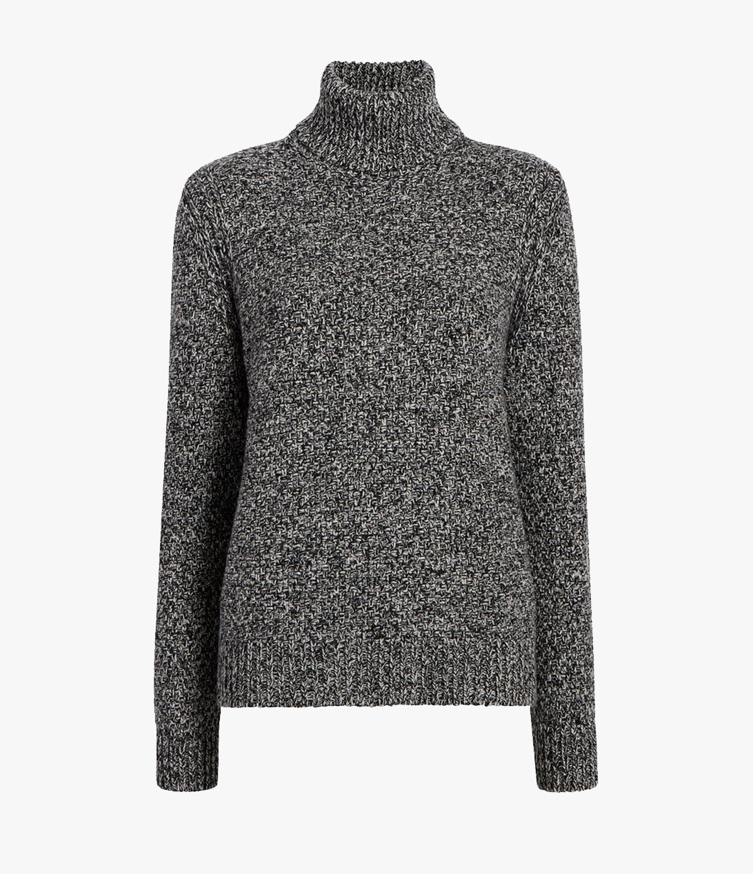 Another Tomorrow Cashmere Turtleneck in Black/Ivory – Cashmere Women's Knitwear