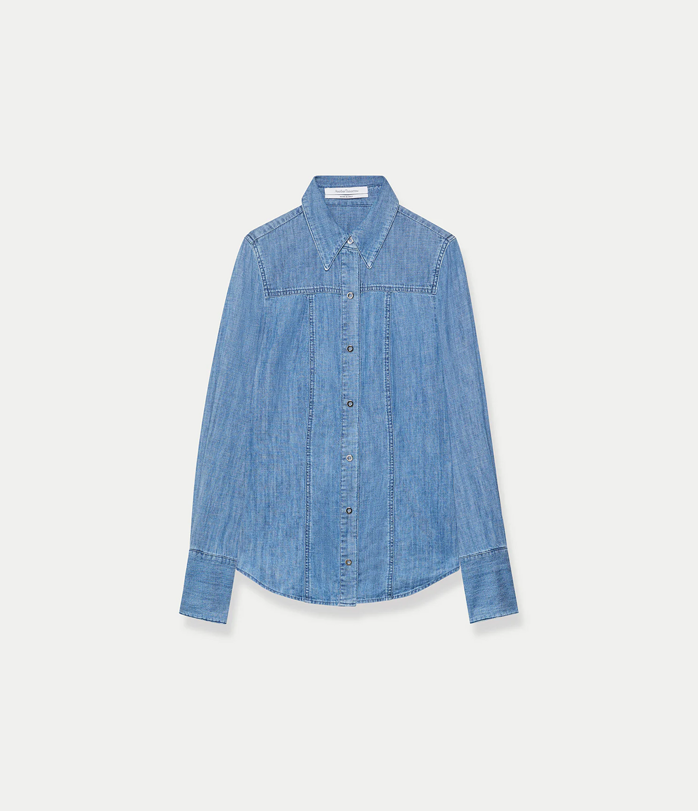 Another Tomorrow Chambray Shirt in Light Blue Wash – Denim Women's Top