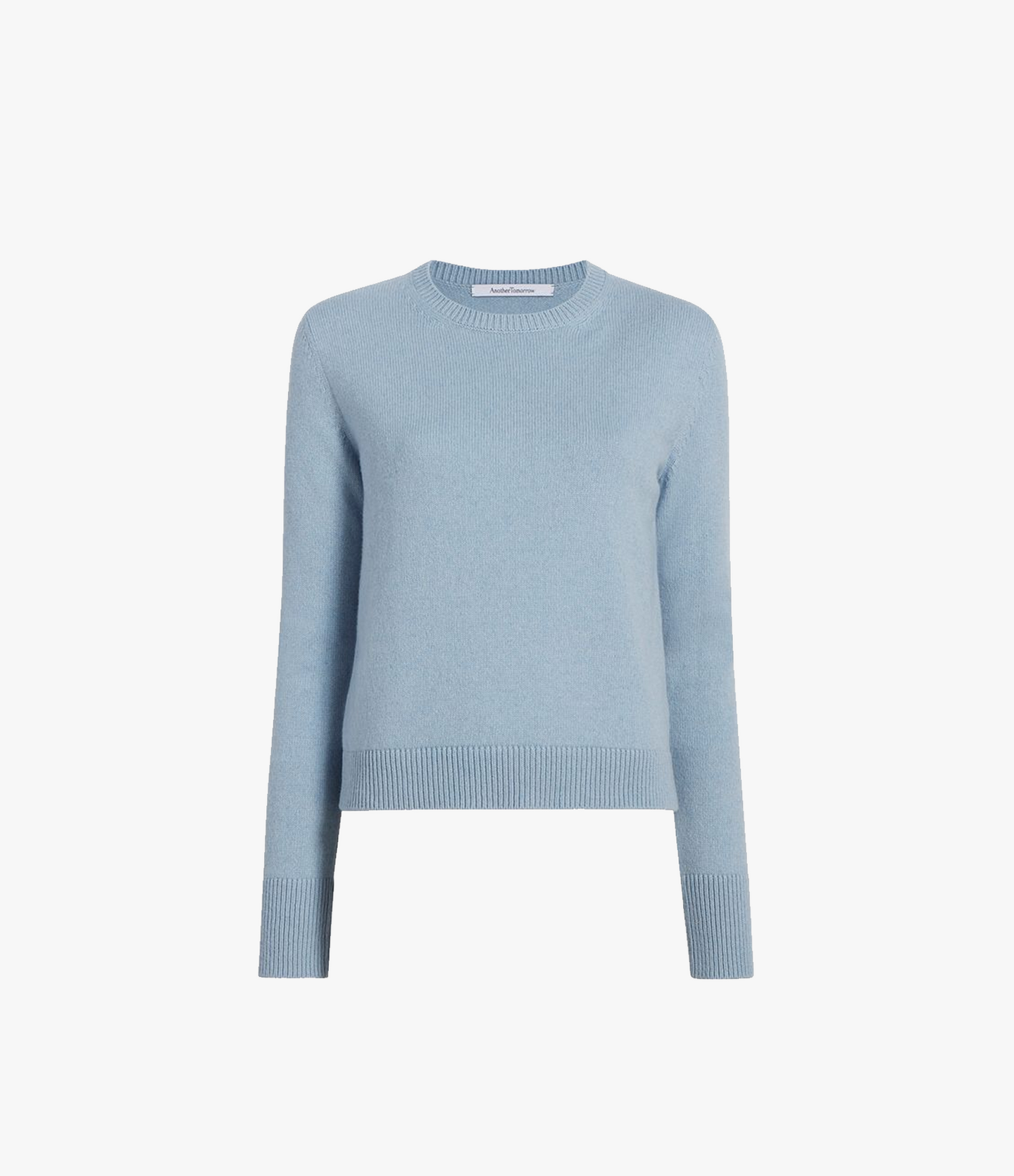 Another Tomorrow Classic Cashmere Crewneck in Light Blue – Cashmere Women's Knitwear
