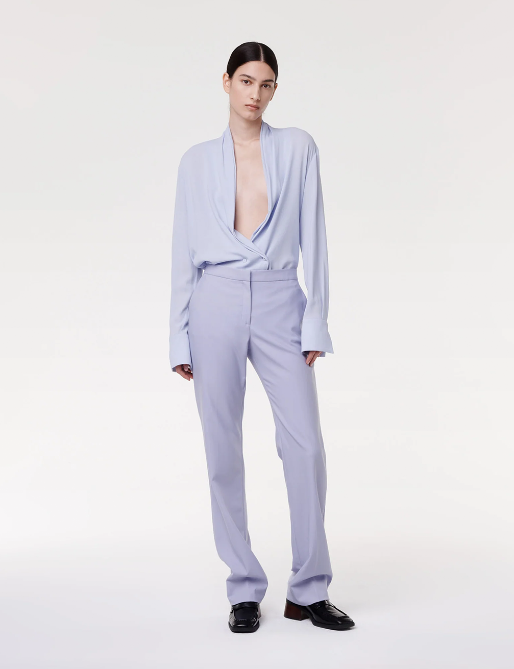 Another Tomorrow Classic Trouser in Lilac – Wool Women's Trousers