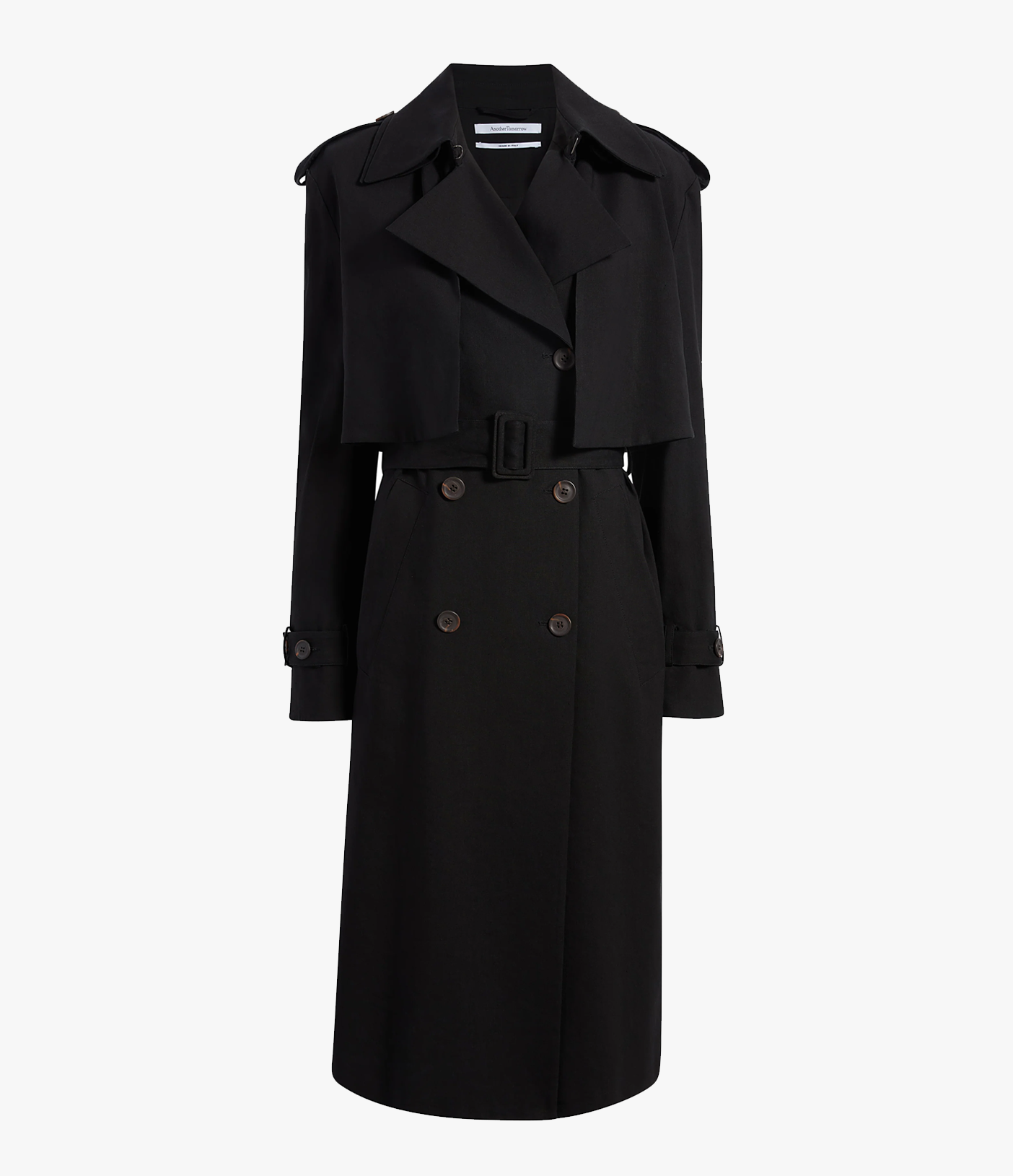 Another Tomorrow Convertible Trench in Black – Viscose Women's Outerwear