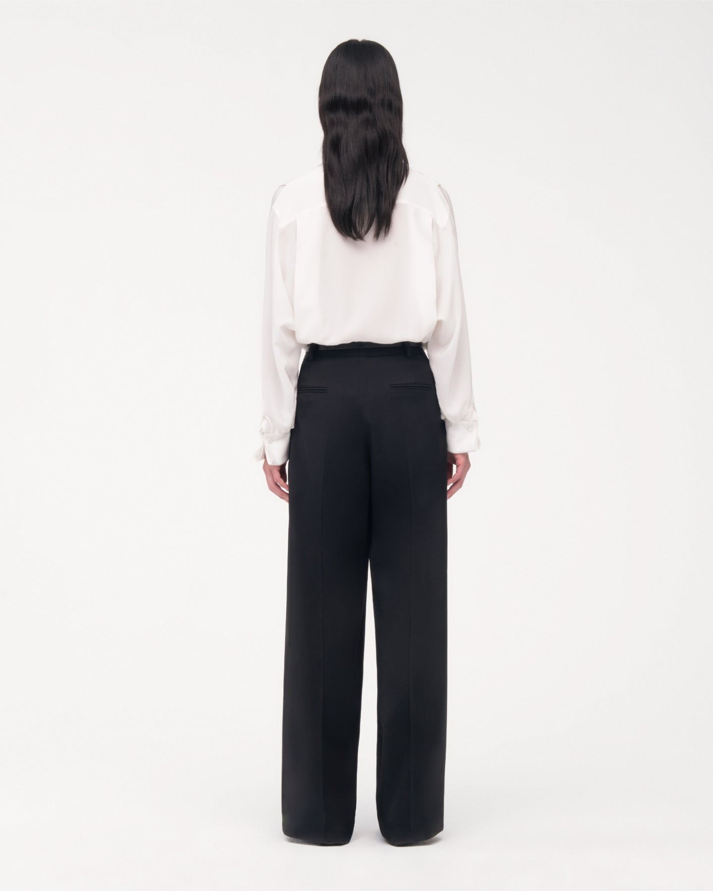 Another Tomorrow Silk Pleated Wrap Shirt in Off White – Silk Women's Top