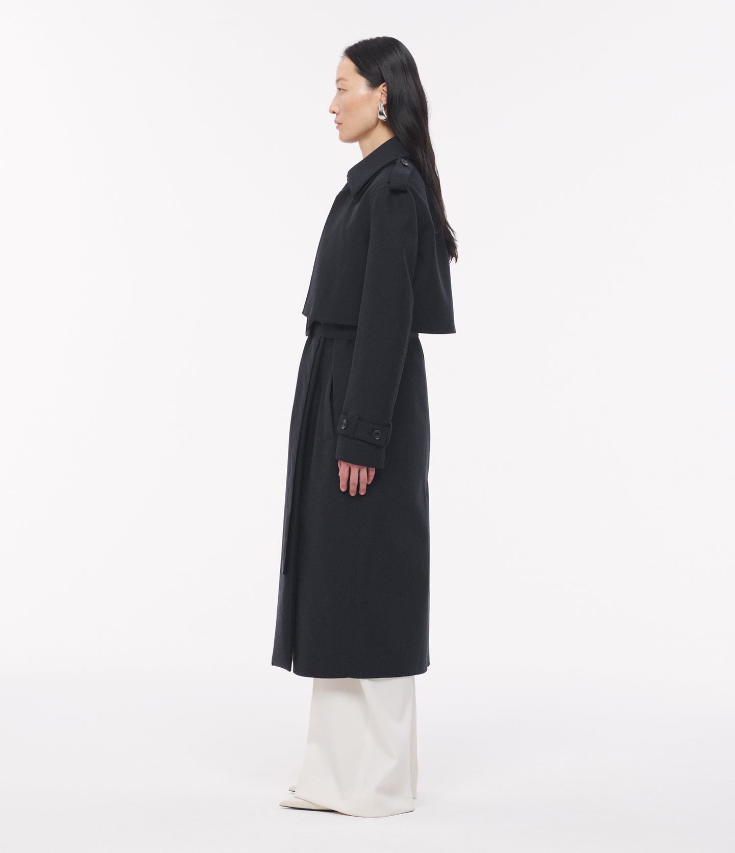 Double Face Convertible Trench - Resale | Olive/Black in black ivory
