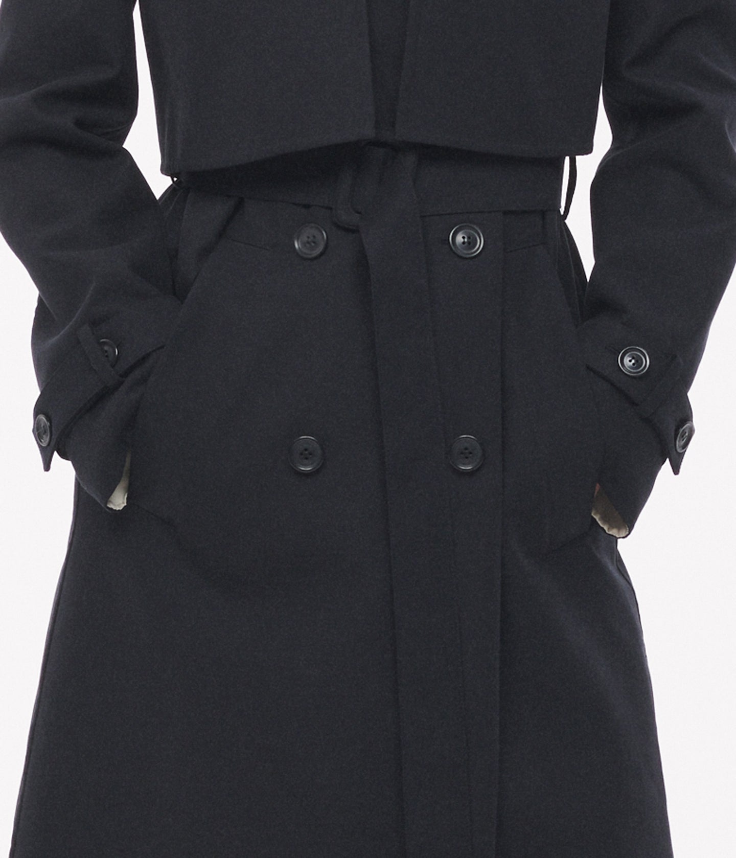 Double Face Convertible Trench - Resale | Olive/Black in black ivory