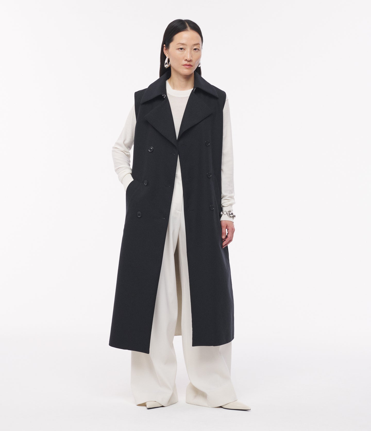 Double Face Convertible Trench - Resale | Olive/Black in black ivory