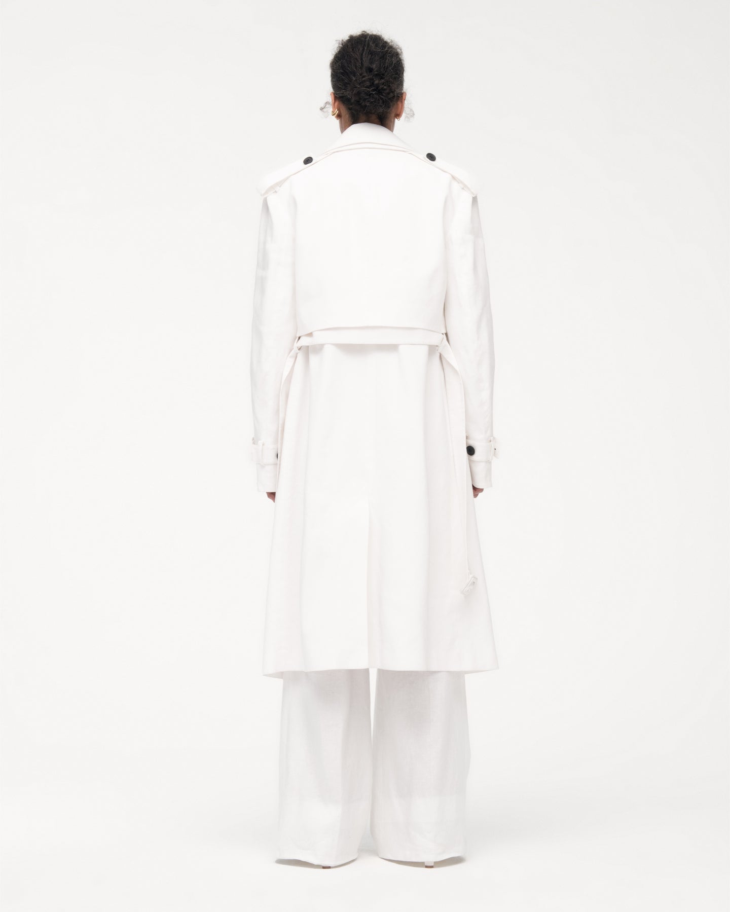 Another Tomorrow Convertible Trench in Off White – Viscose Women's Outerwear
