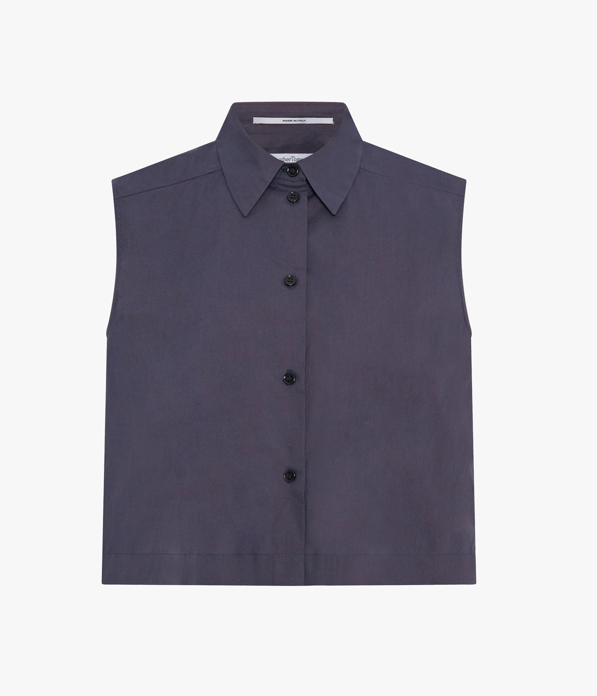 Another Tomorrow Cropped Sleeveless Shirt in Midnight – Cotton Women's Top