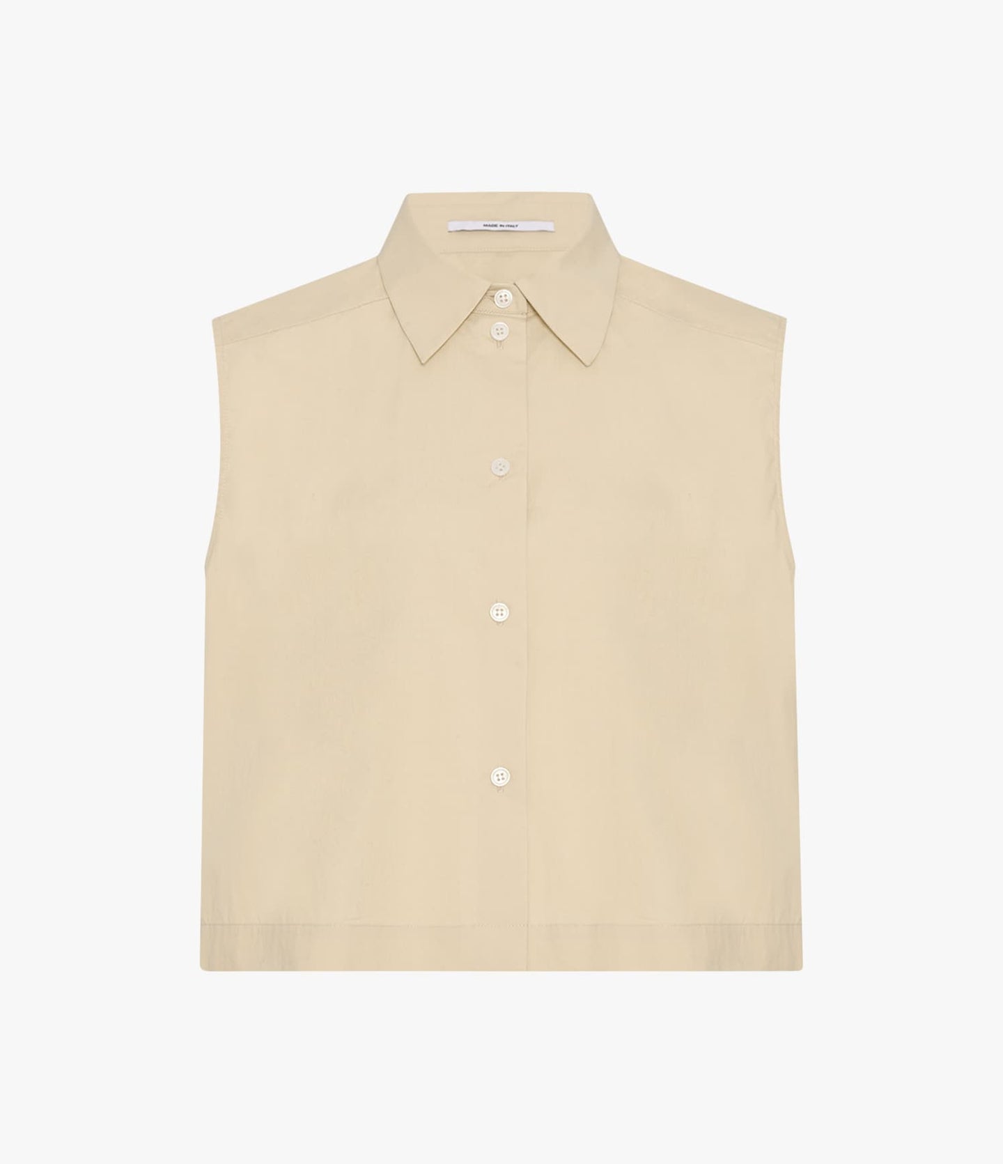 Another Tomorrow Cropped Sleeveless Shirt in Sand – Cotton Women's Top