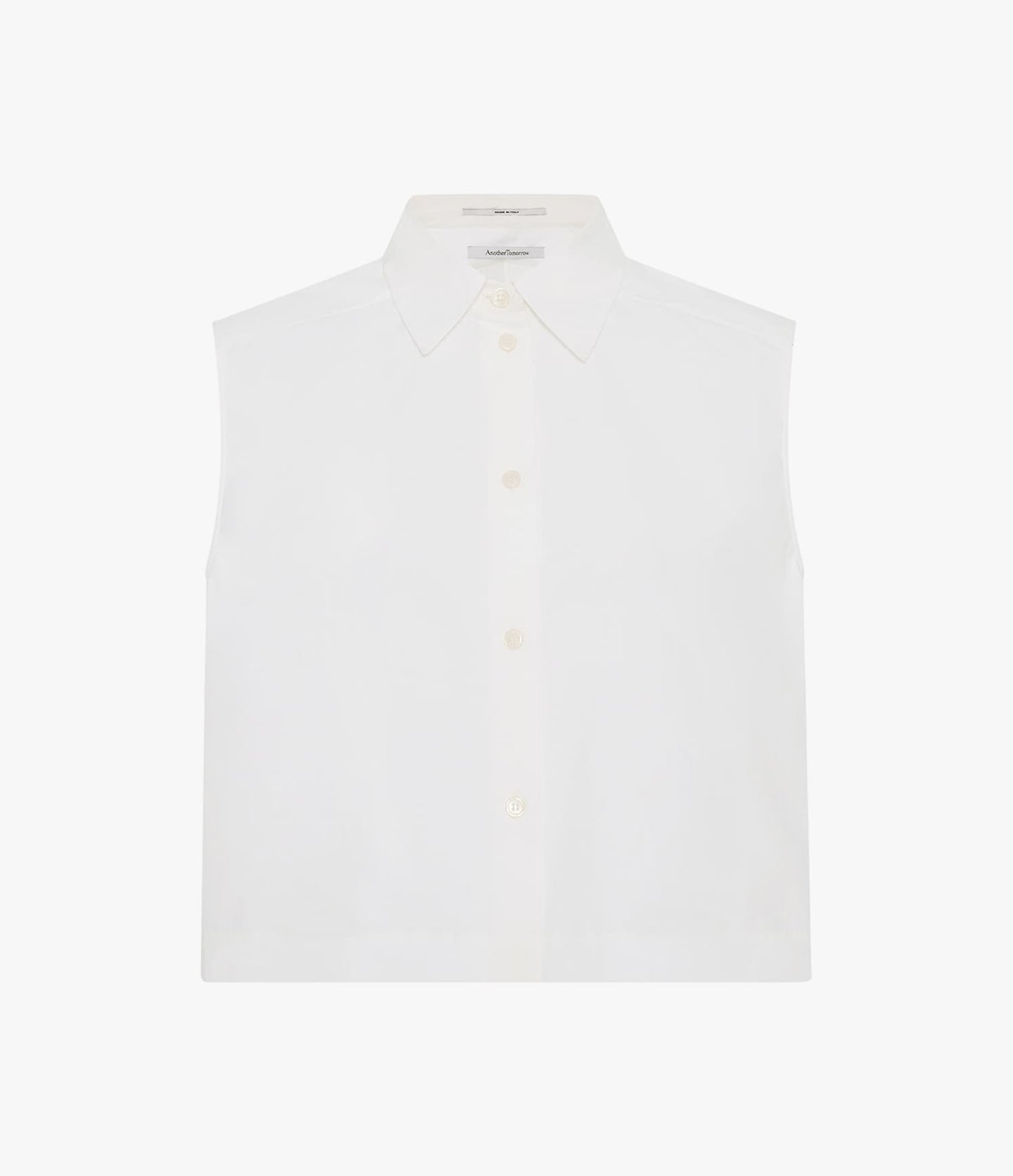 Another Tomorrow Cropped Sleeveless Shirt in White – Cotton Women's Top