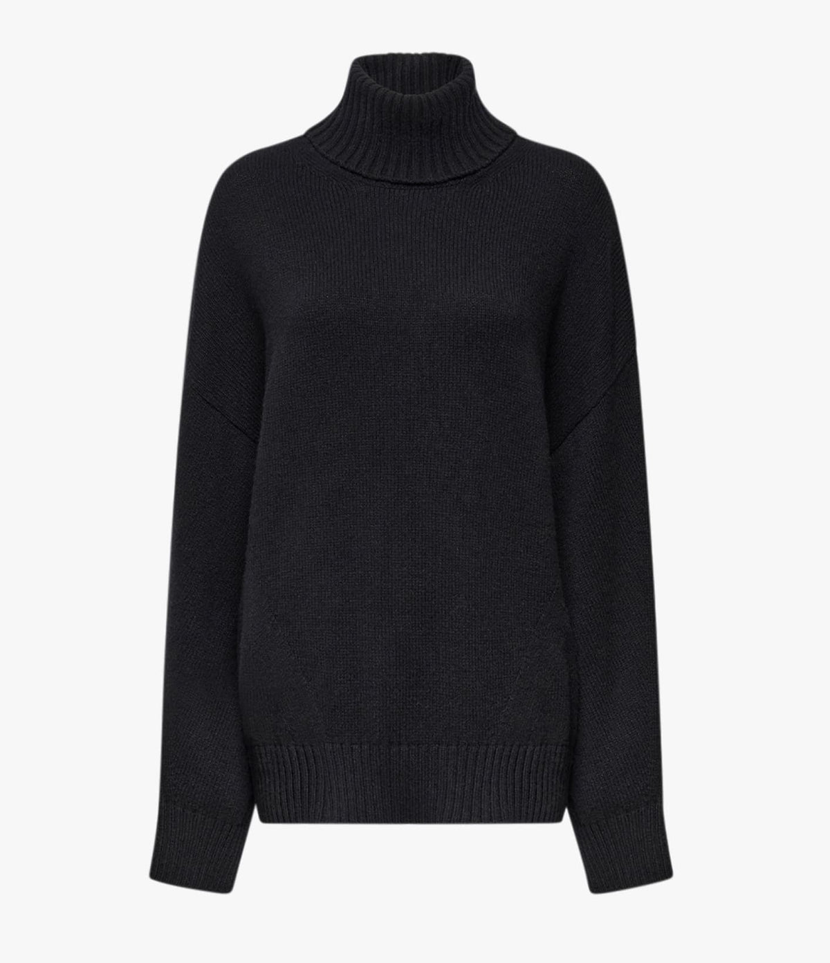 Another Tomorrow Cashmere Oversized Turtleneck in Black – Cashmere Women's Knitwear