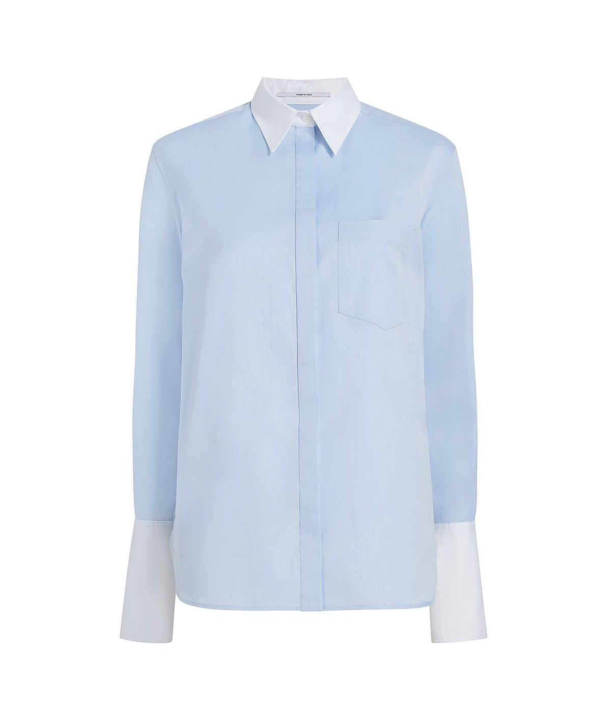 Another Tomorrow Contrast Men's Shirt in Blue/White – Cotton