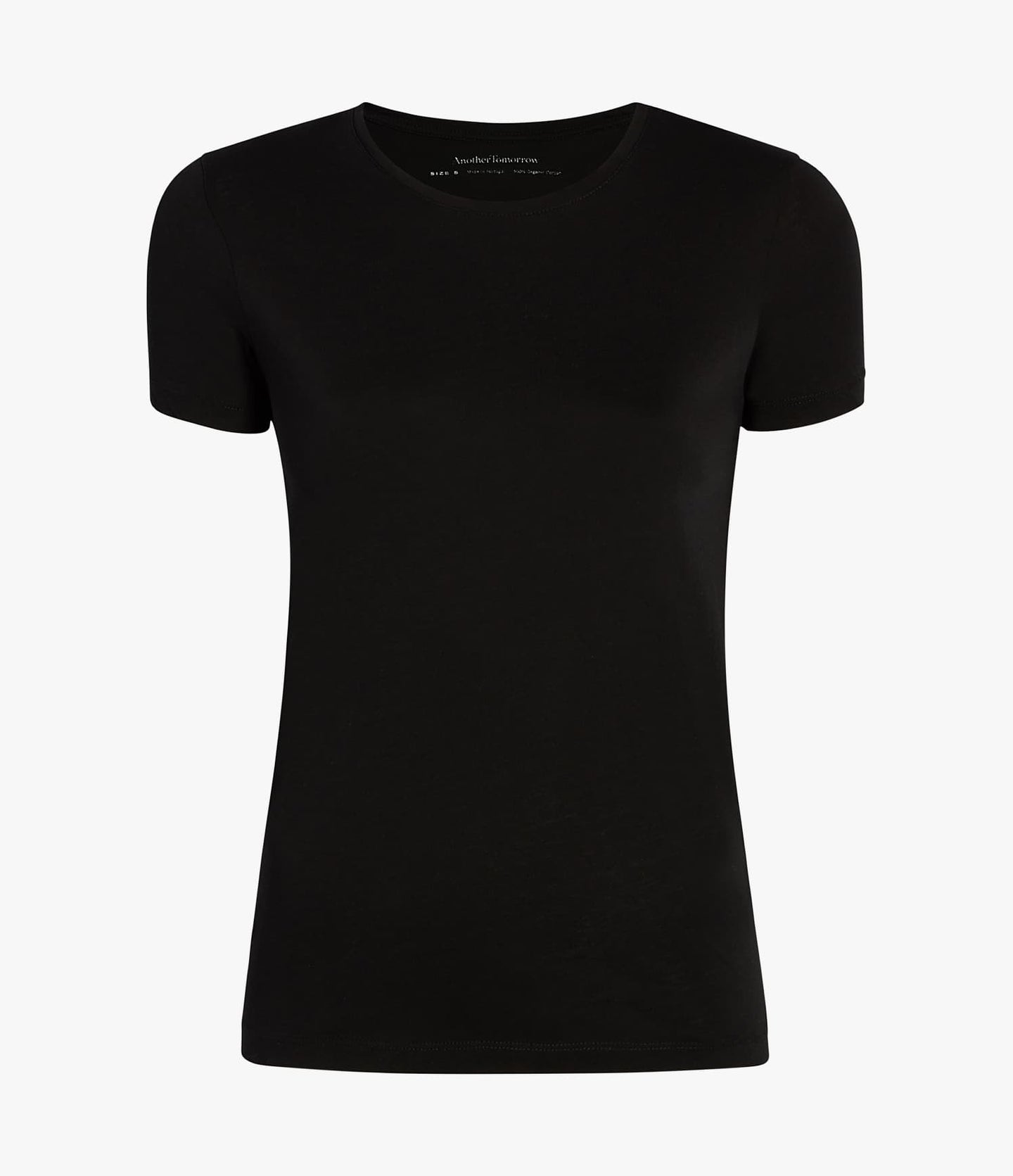 Another Tomorrow Crew Neck T-Shirt in Black – Cotton Women's Top
