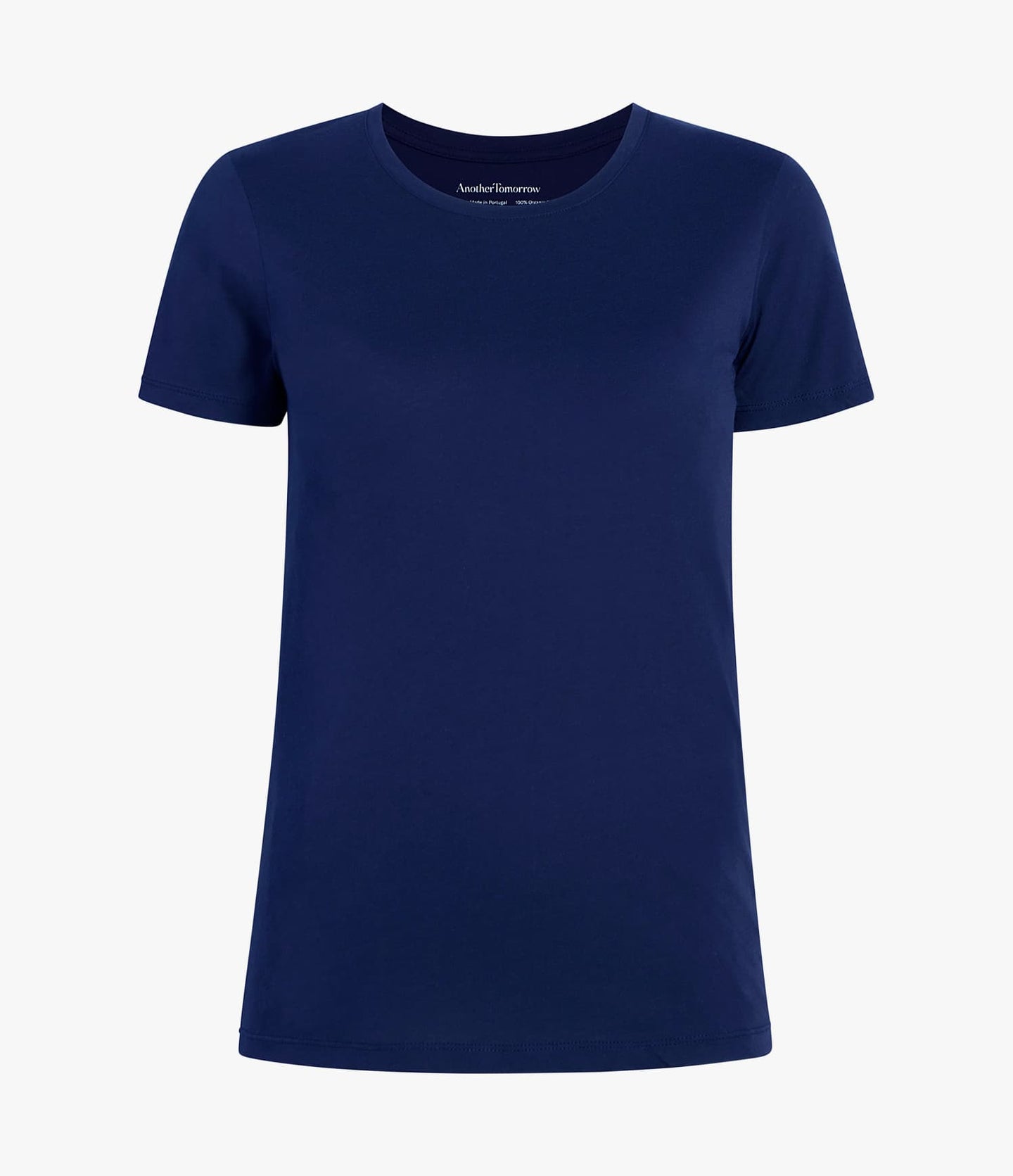 Another Tomorrow Crew Neck T-Shirt in Navy – Cotton Women's Top