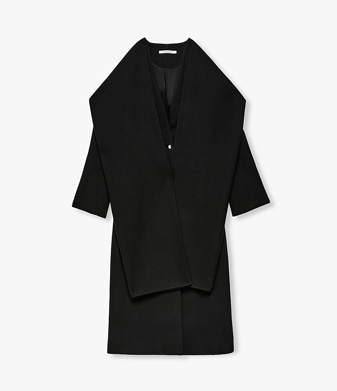 Cashmere Deep V Scarf Coat | Black image 8