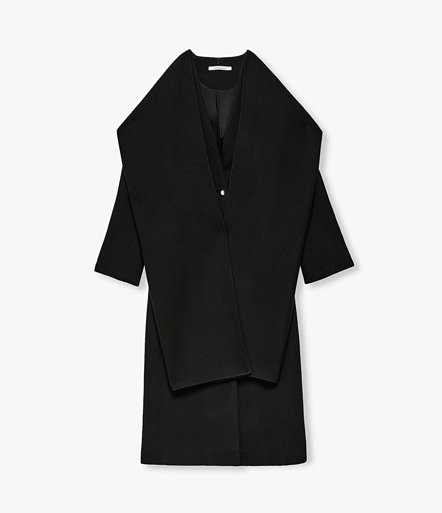 Cashmere Deep V Scarf Coat | Black in black