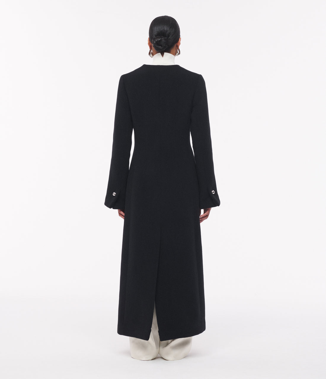 Cashmere Deep V Scarf Coat | Black image 5