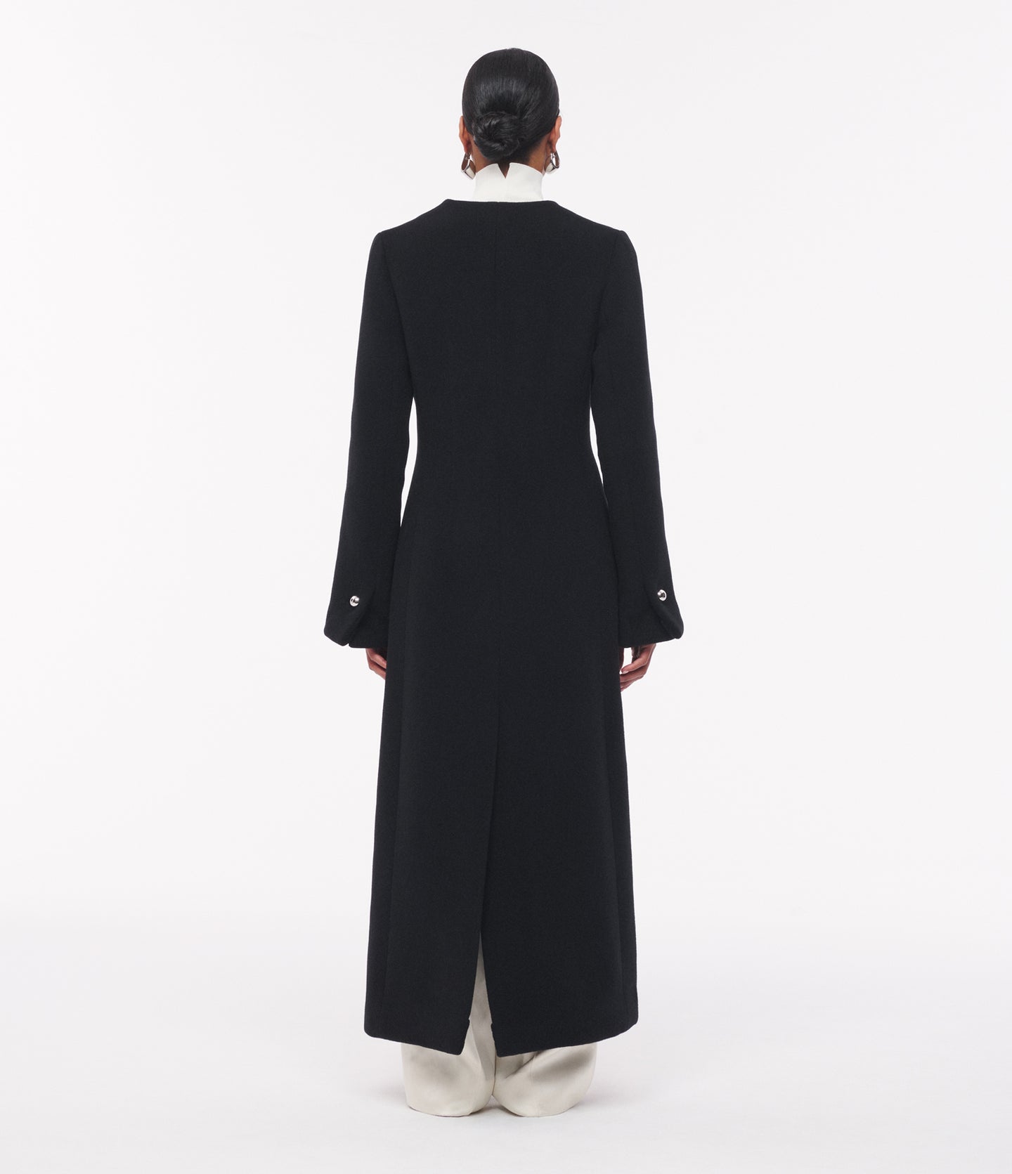 Cashmere Deep V Scarf Coat | Black in black