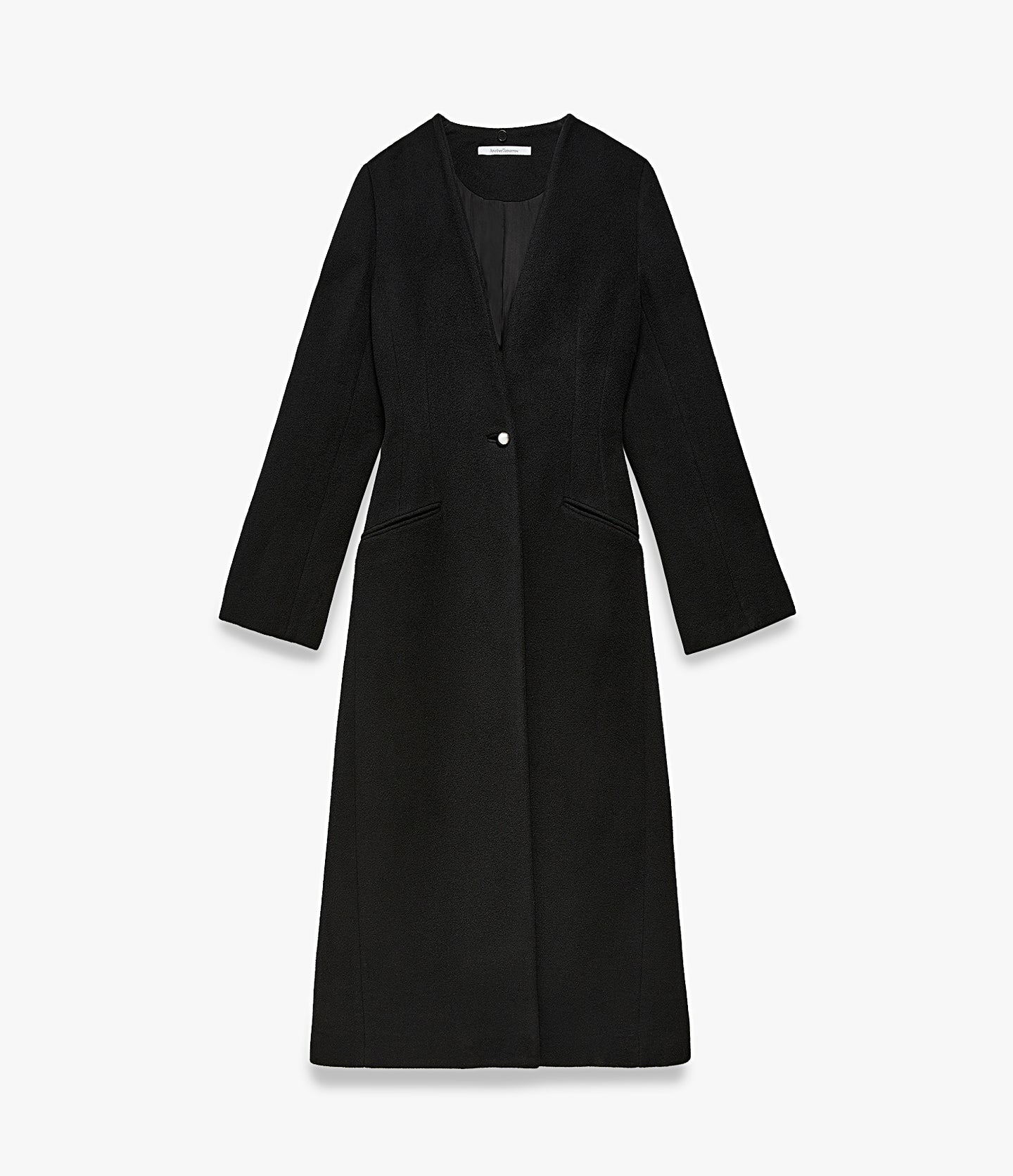 Cashmere Deep V Scarf Coat | Black in black