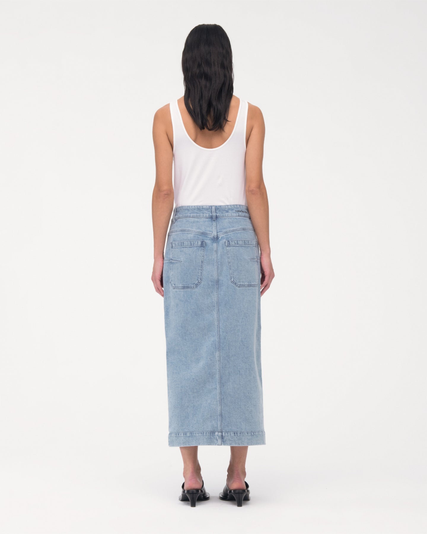 Another Tomorrow Denim Pencil Skirt in Light Blue Wash – Denim Women's Skirt