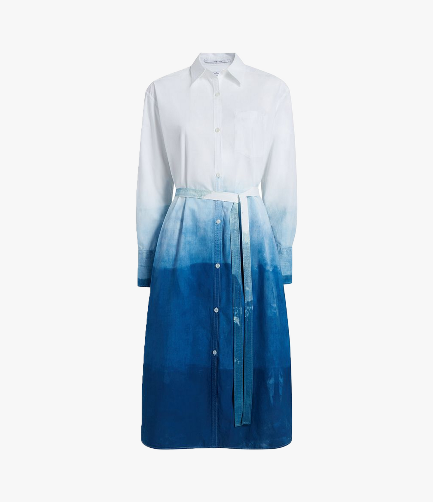 Another Tomorrow Dip Dye Shirt Dress in Indigo Dip Dye – Cotton Women's Dress