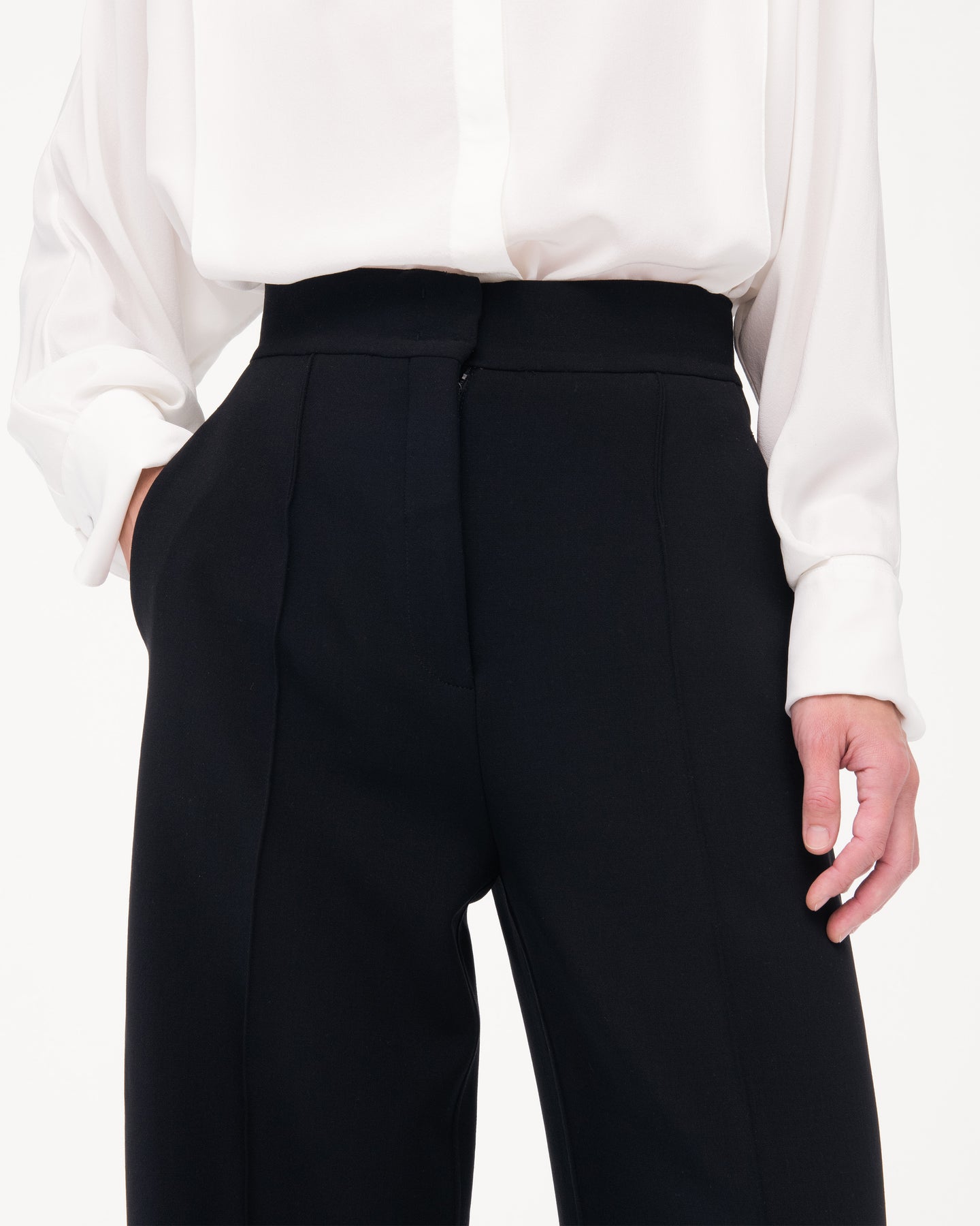 Another Tomorrow Doppio Wide Leg Pant in Black – Wool Women's Trousers