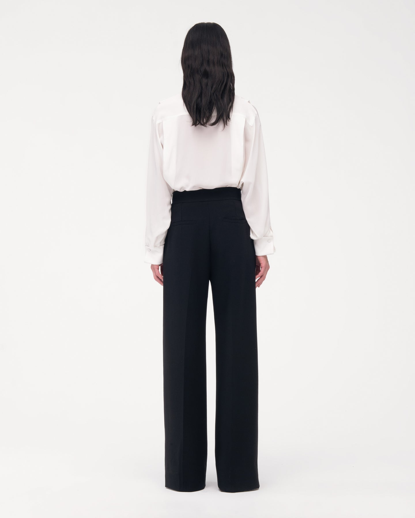 Another Tomorrow Doppio Wide Leg Pant in Black – Wool Women's Trousers