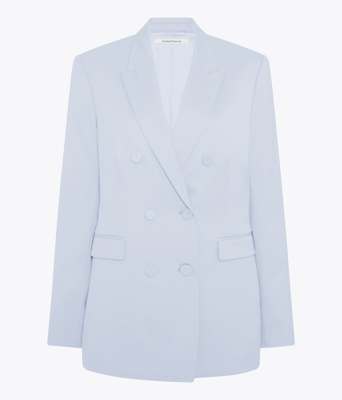 Another Tomorrow Double Breasted Jacket in Sky – Wool Women's Jacket